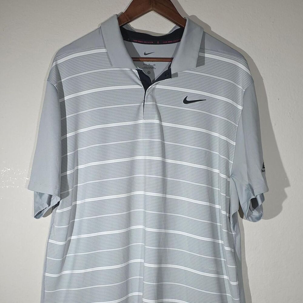 Nike Men's Grey and White Polo-shirts